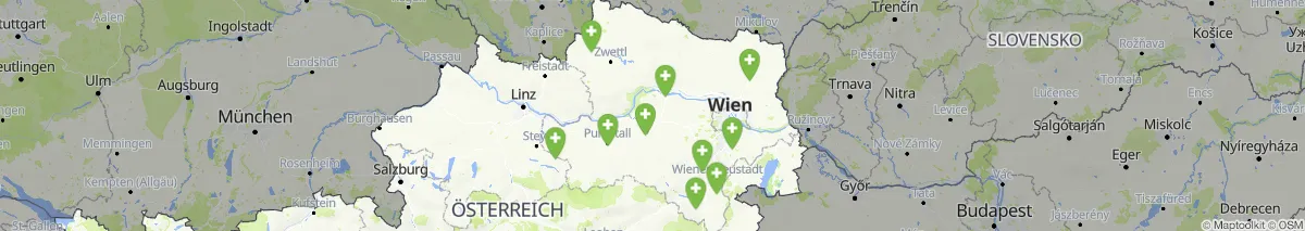 Kartenansicht für Apotheken-Notdienste in Niederösterreich (261)